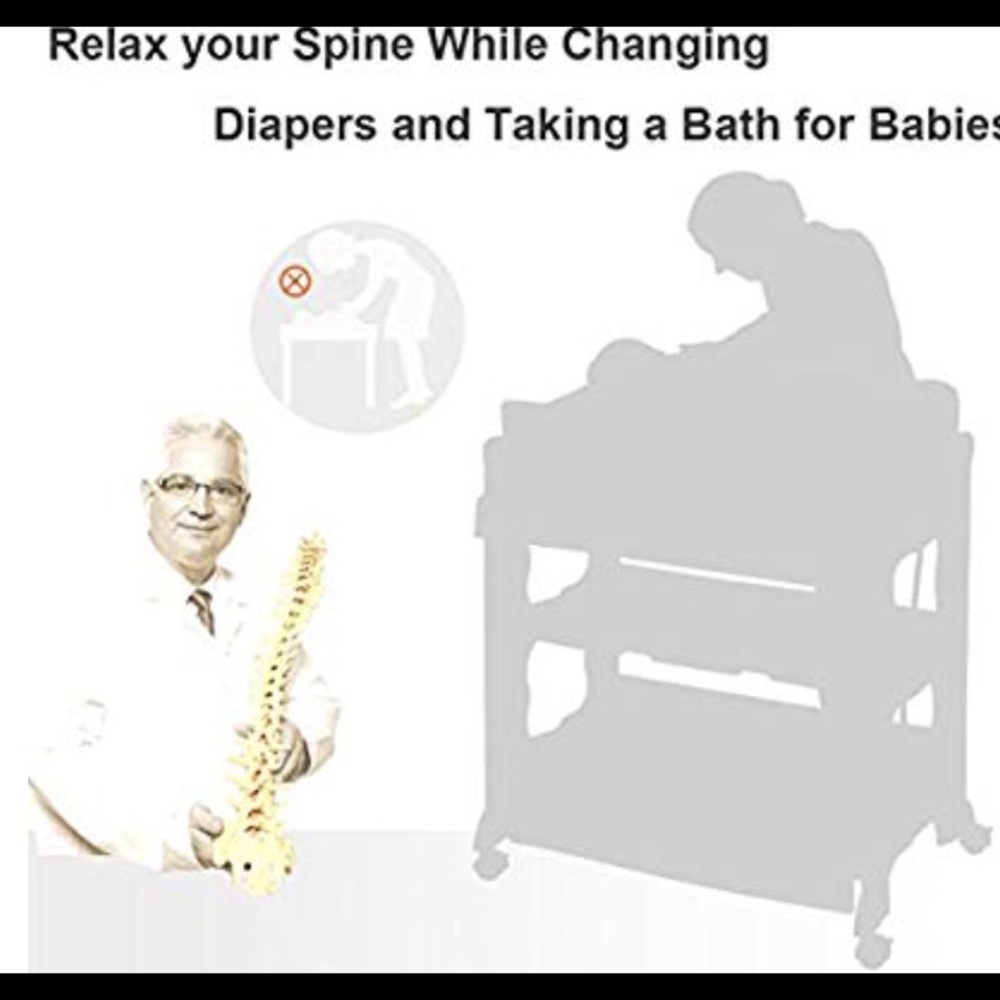 Baby tub,changing table and diaper organizer